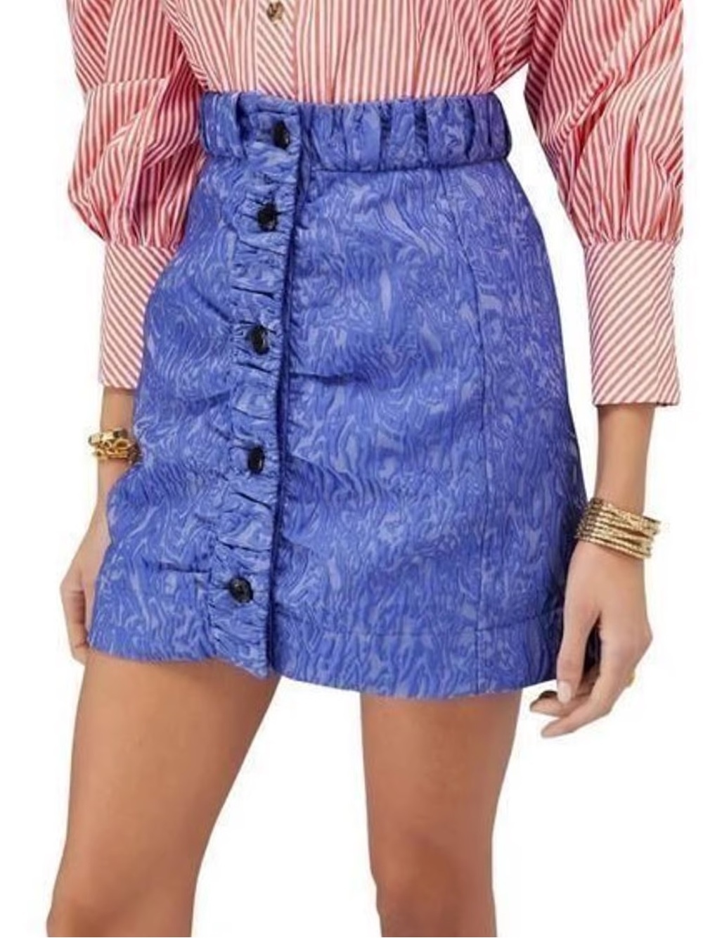 GANNI Women Mini Skirt with Buttons in Blue Iris